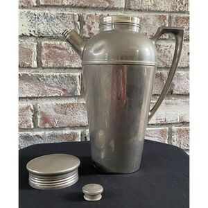 Antique 10 inch Landers‎ Frary & Clark Pewter Cocktail Shaker, Water Pitcher